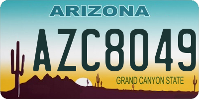 AZ license plate AZC8049