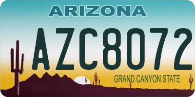 AZ license plate AZC8072