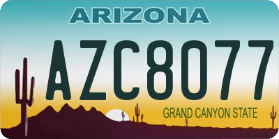 AZ license plate AZC8077