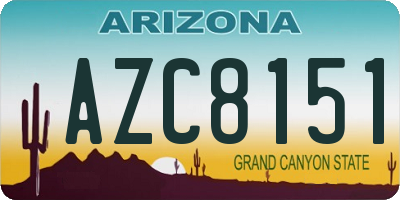 AZ license plate AZC8151