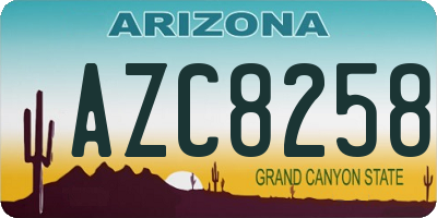 AZ license plate AZC8258