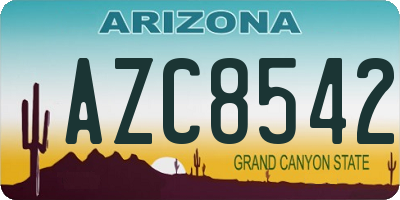 AZ license plate AZC8542