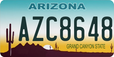 AZ license plate AZC8648