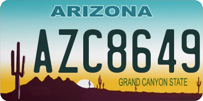 AZ license plate AZC8649