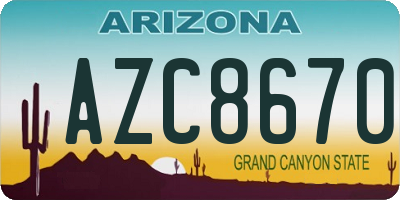 AZ license plate AZC8670