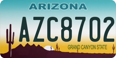 AZ license plate AZC8702