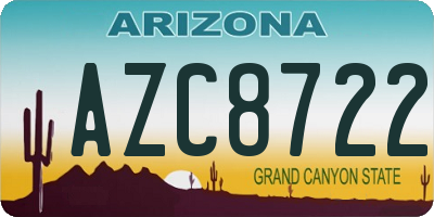 AZ license plate AZC8722