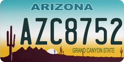AZ license plate AZC8752