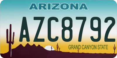 AZ license plate AZC8792