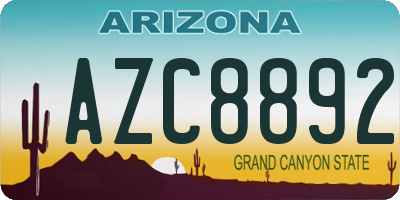 AZ license plate AZC8892