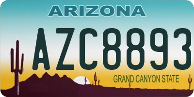 AZ license plate AZC8893