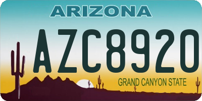 AZ license plate AZC8920