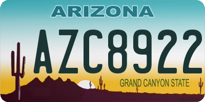 AZ license plate AZC8922
