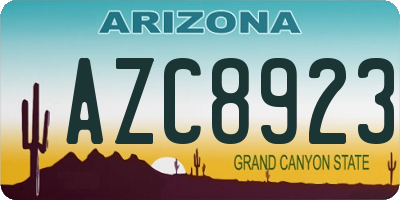 AZ license plate AZC8923