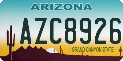 AZ license plate AZC8926