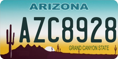AZ license plate AZC8928