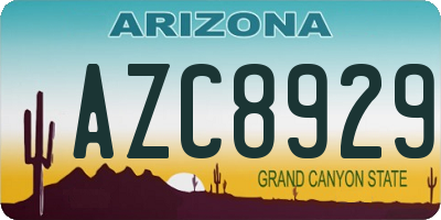 AZ license plate AZC8929