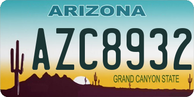 AZ license plate AZC8932