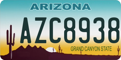 AZ license plate AZC8938