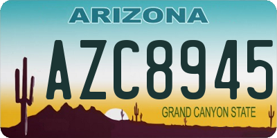 AZ license plate AZC8945