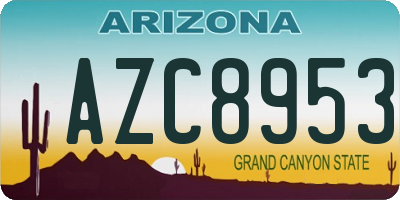 AZ license plate AZC8953
