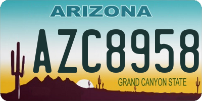AZ license plate AZC8958