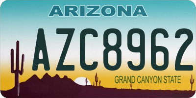 AZ license plate AZC8962