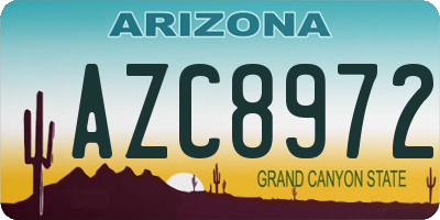 AZ license plate AZC8972