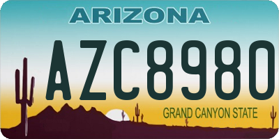 AZ license plate AZC8980