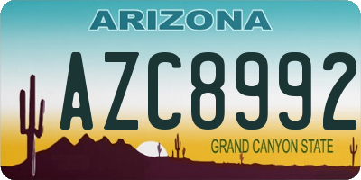 AZ license plate AZC8992