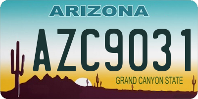 AZ license plate AZC9031