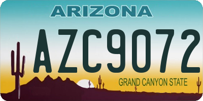 AZ license plate AZC9072