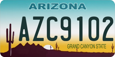 AZ license plate AZC9102