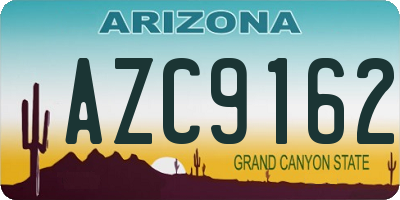 AZ license plate AZC9162