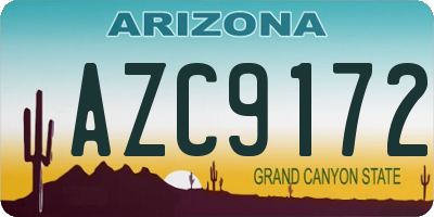 AZ license plate AZC9172