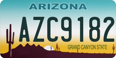 AZ license plate AZC9182