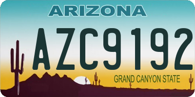 AZ license plate AZC9192