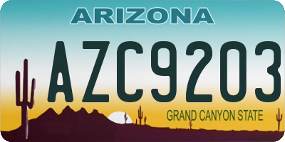 AZ license plate AZC9203