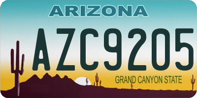 AZ license plate AZC9205