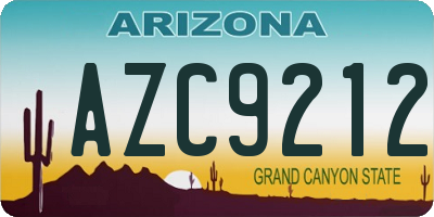 AZ license plate AZC9212