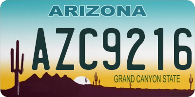 AZ license plate AZC9216