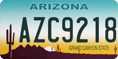 AZ license plate AZC9218