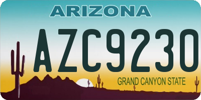 AZ license plate AZC9230