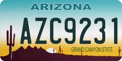 AZ license plate AZC9231