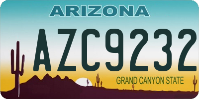 AZ license plate AZC9232