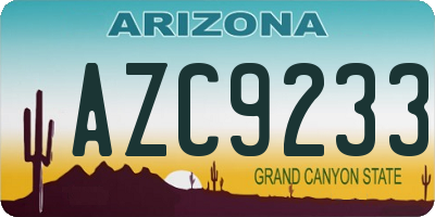 AZ license plate AZC9233