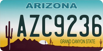 AZ license plate AZC9236