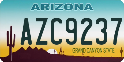 AZ license plate AZC9237