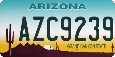AZ license plate AZC9239