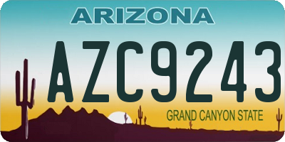 AZ license plate AZC9243